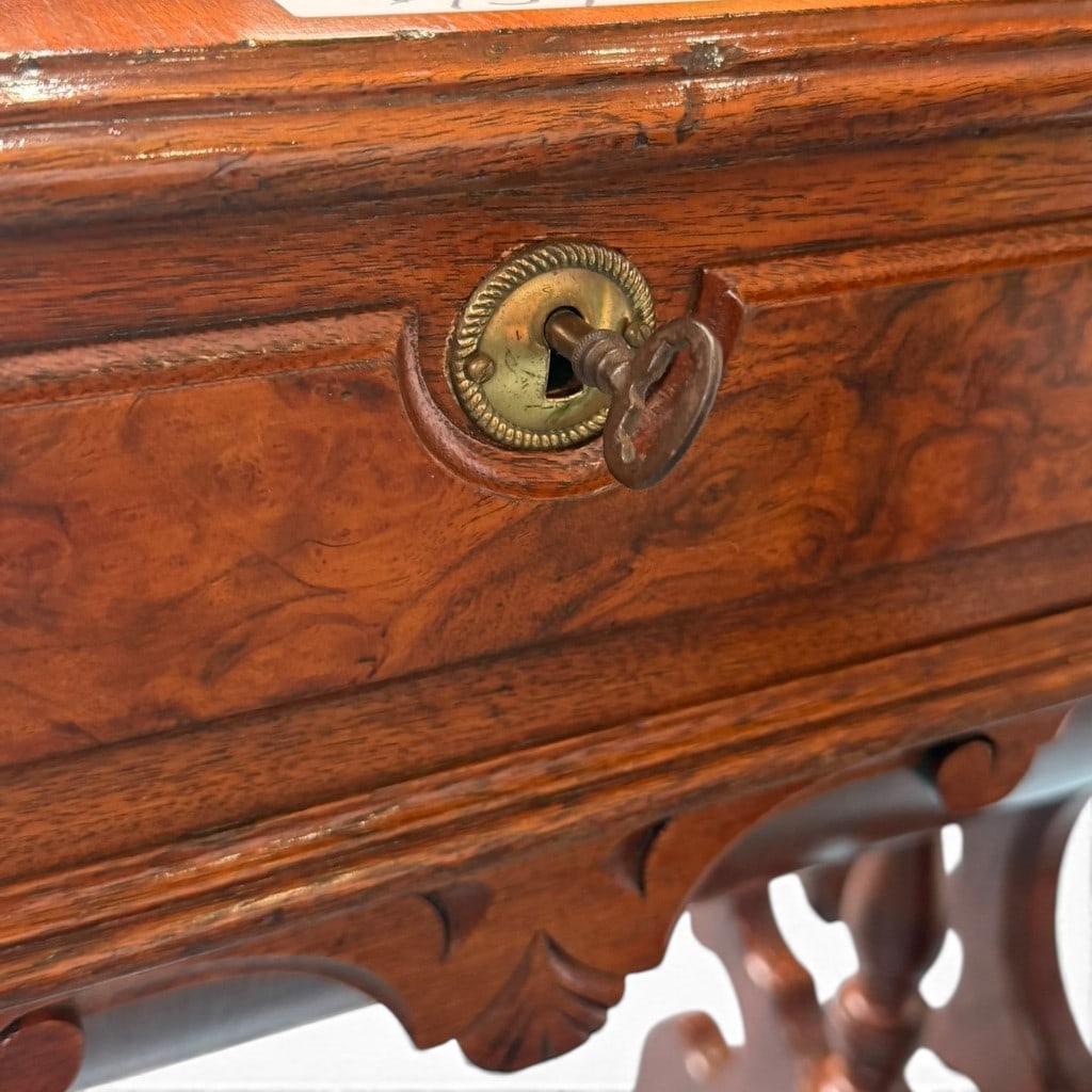 Victorian Walnut Burl Sewing Table - 9