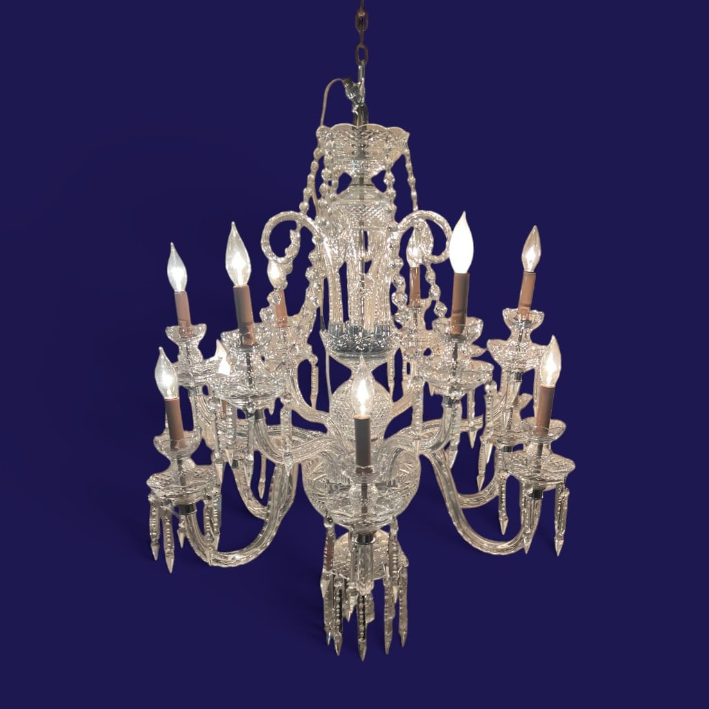 Attr. Waterford Crystal Powerscourt Twelve-Light Chandelier, Circa 1950 (1 of 6)