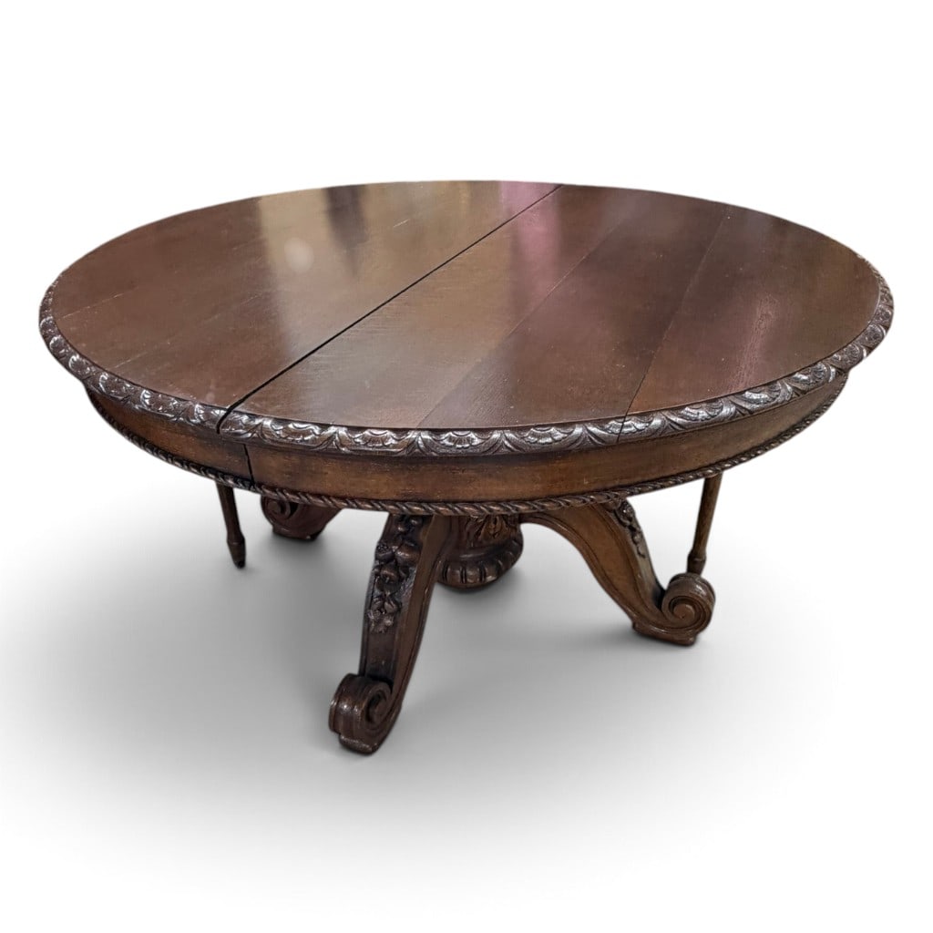 French Carved Oak Extension Dining Table (1 of 7)