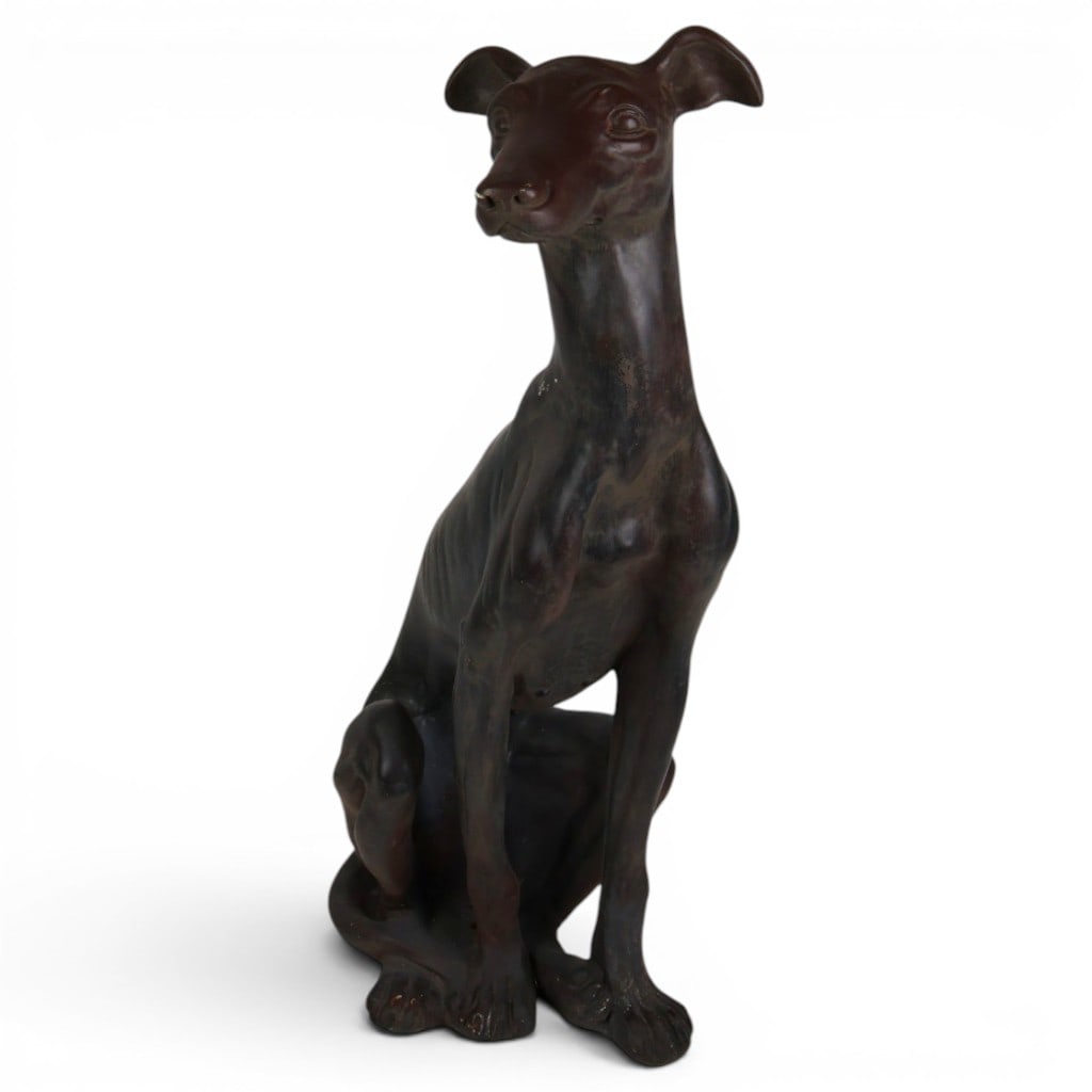 Painted Plaster Greyhound Figure - 2