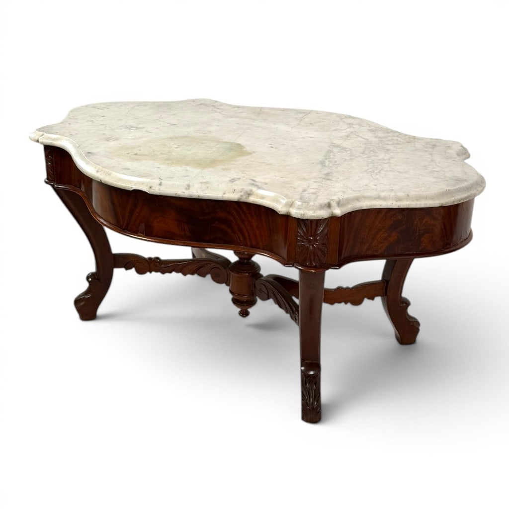Victorian Marble-Top Coffee Table - 4