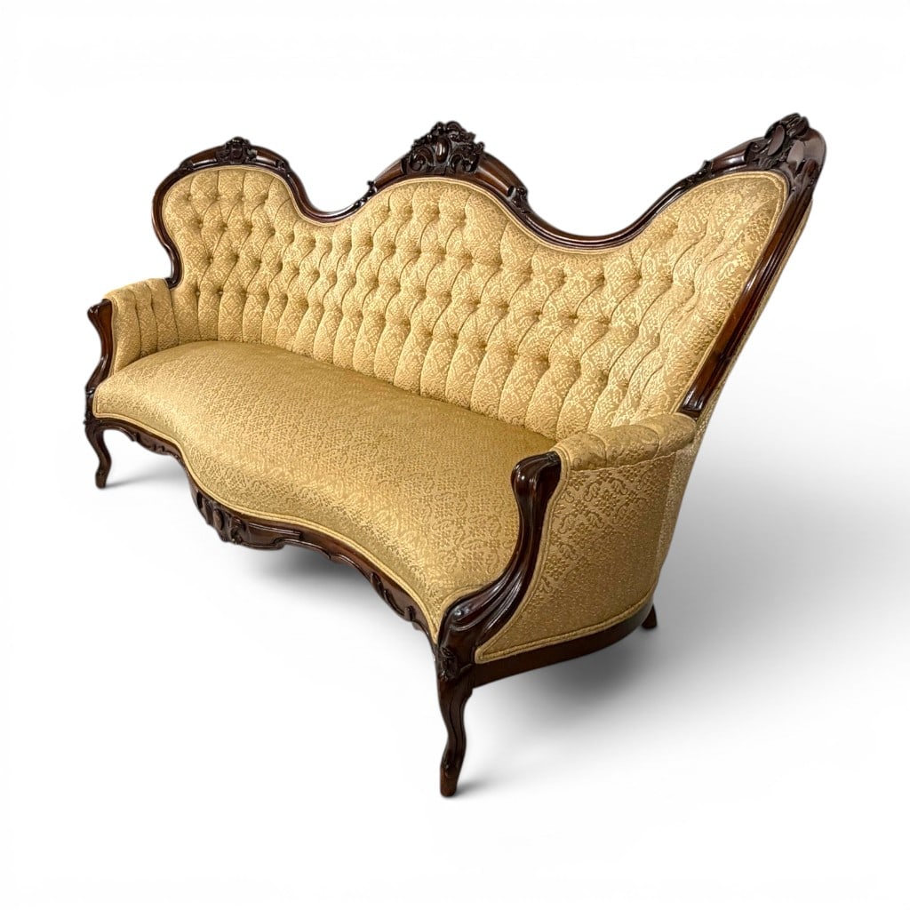 Rococo Revival Walnut Triple-Back Sofa - 2
