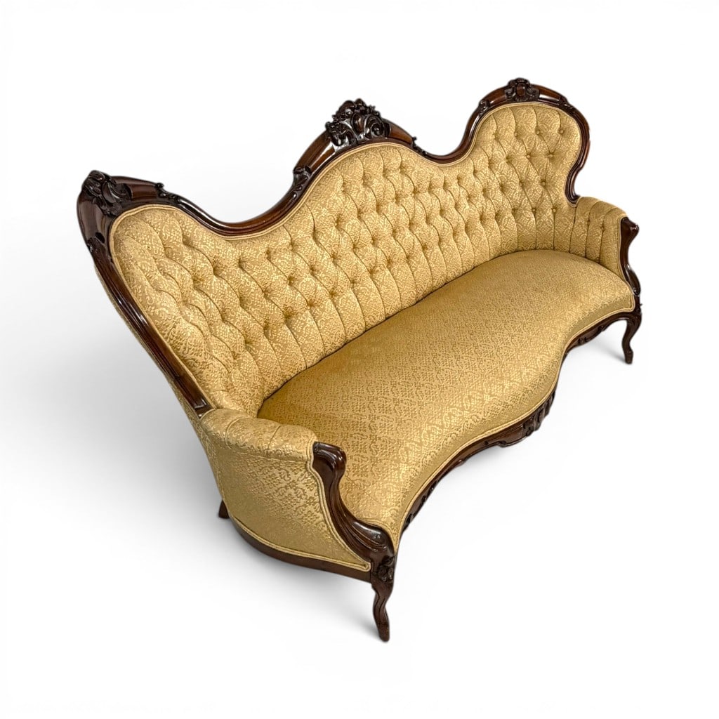 Rococo Revival Walnut Triple-Back Sofa - 3