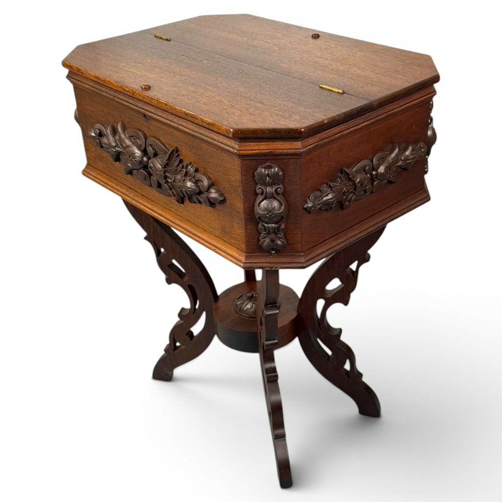 Victorian Walnut Fitted Sewing Table - 2