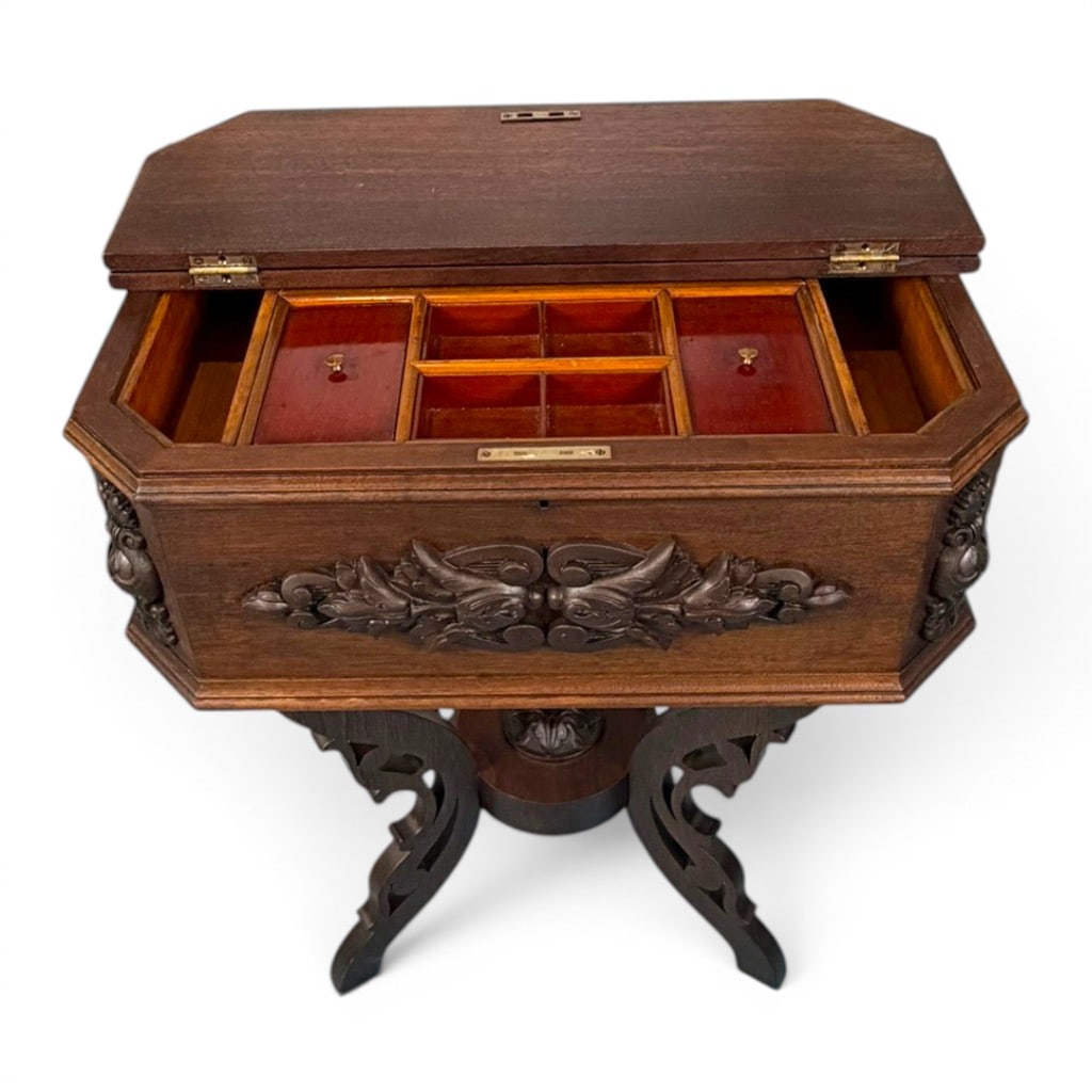 Victorian Walnut Fitted Sewing Table - 7