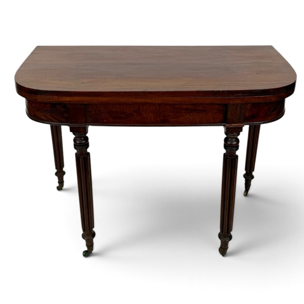 American Federal Mahogany Card Table, Probably Salem, Massachusetts: Origin: American, probably Salem, Massachusetts Date: Circa 1810-1820 Period/Style: Federal Materials: Mahogany, mahogany veneer, brass, and mixed secondary woods Description: Finely proportioned Amer