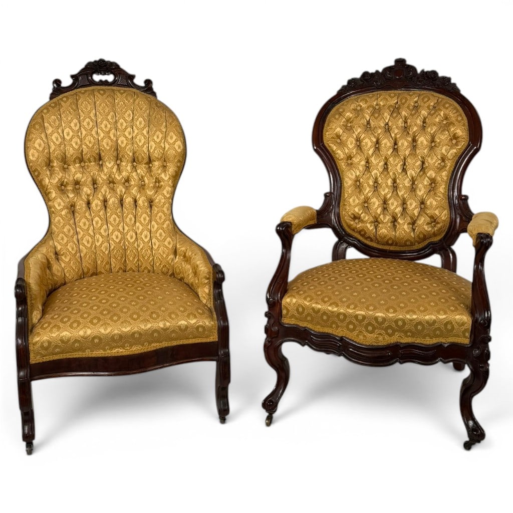 Associated Victorian Walnut Parlor Chairs (1 of 6)