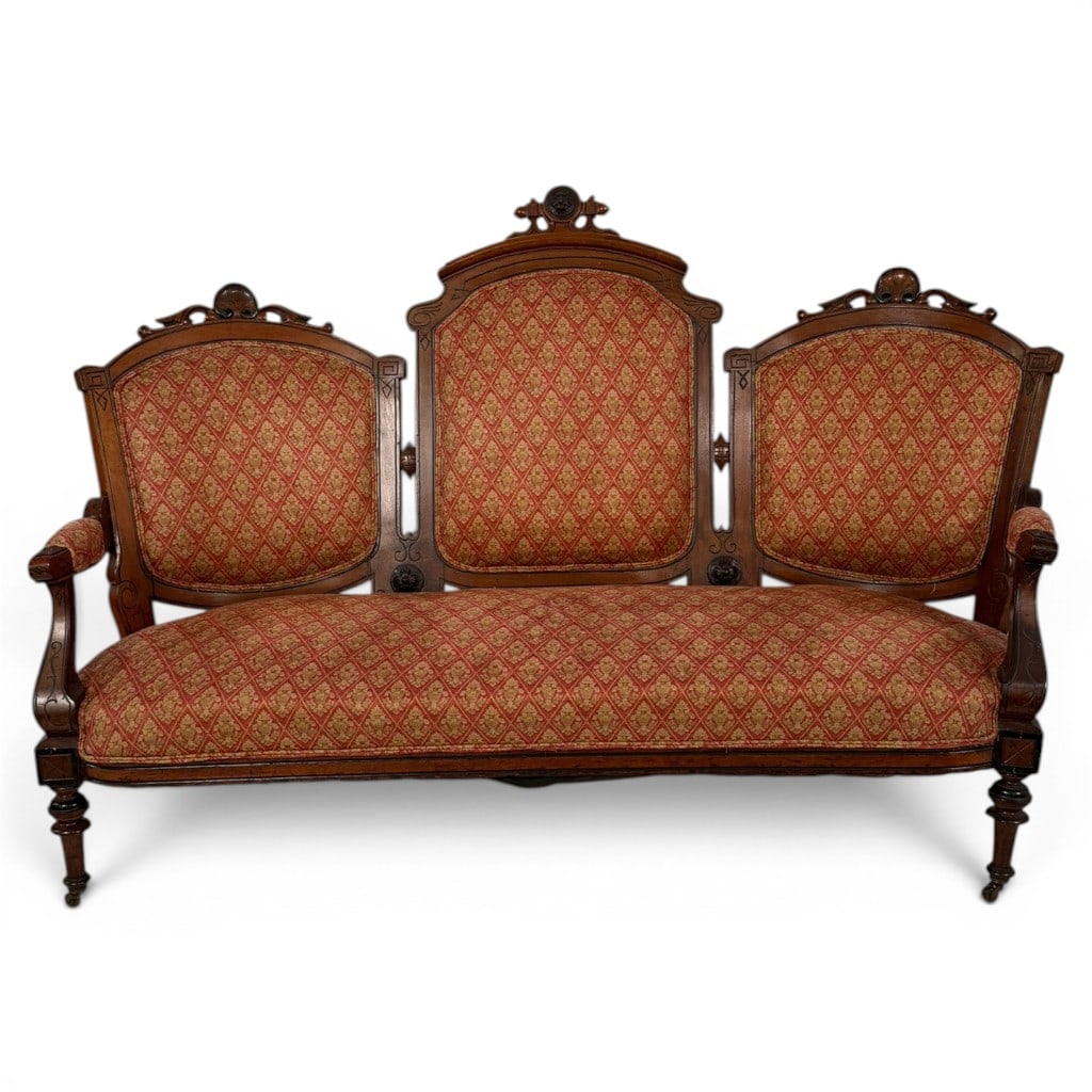 Eastlake Walnut Triple-Back Sofa (1 of 6)