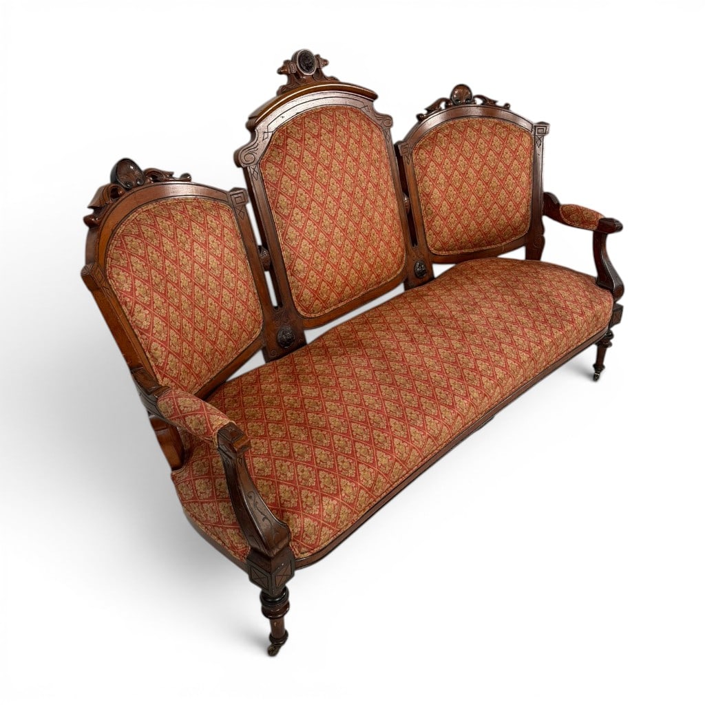 Eastlake Walnut Triple-Back Sofa - 2