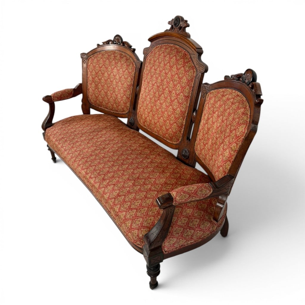 Eastlake Walnut Triple-Back Sofa - 3