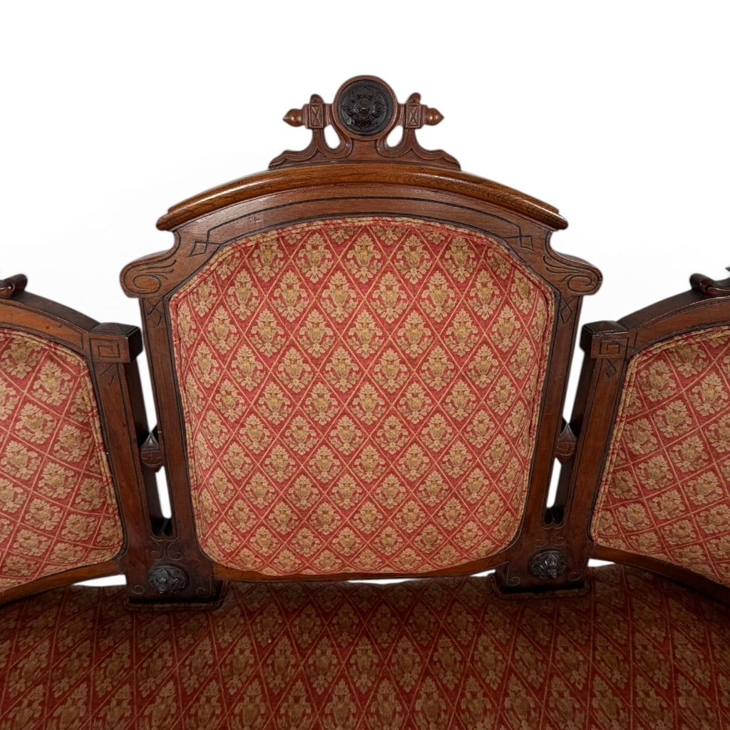 Eastlake Walnut Triple-Back Sofa - 4