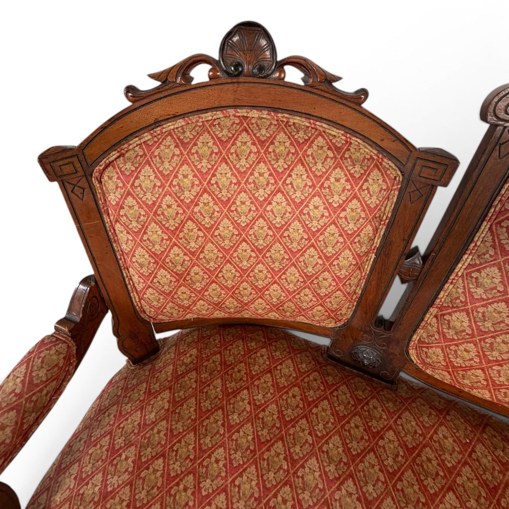 Eastlake Walnut Triple-Back Sofa - 5