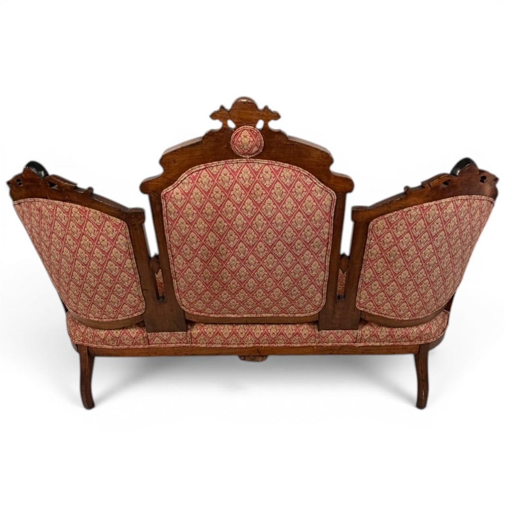 Eastlake Walnut Triple-Back Sofa - 6