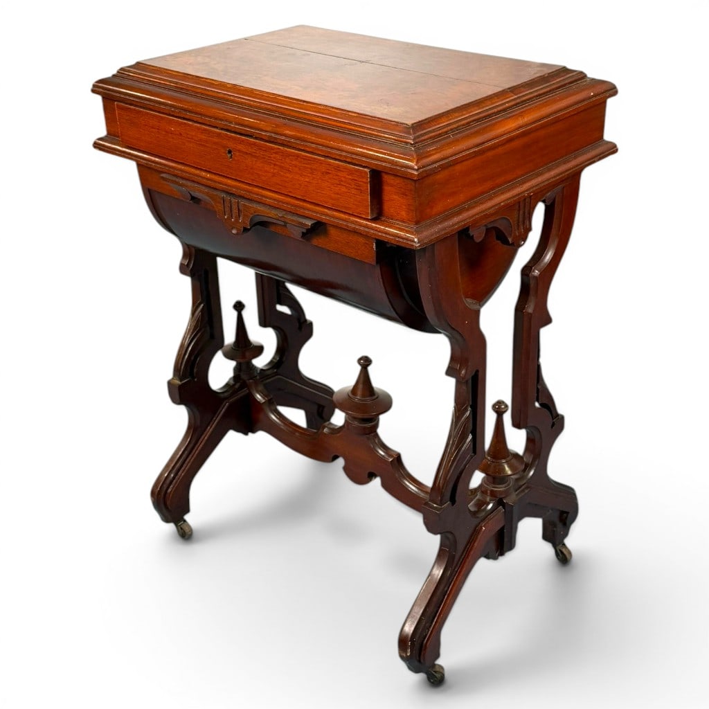 Renaissance Revival Walnut Sewing Table - 4