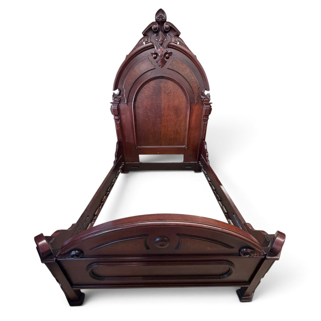 Renaissance Revival Burl Walnut Bed (1 of 3)
