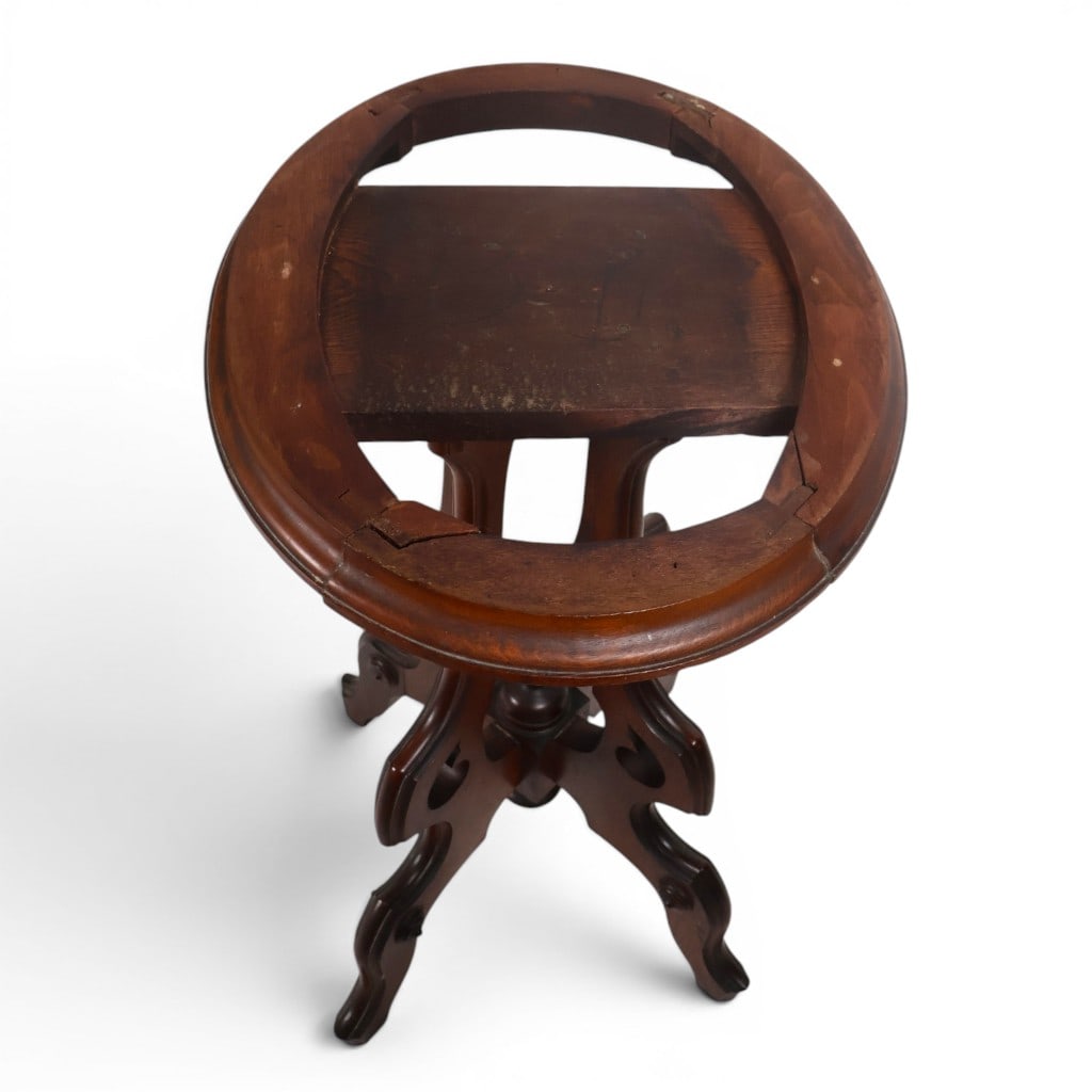 Victorian Marble-Top Walnut Side Table - 5