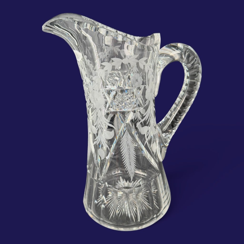 American Cut and Engraved Glass Pitcher (1 of 6)