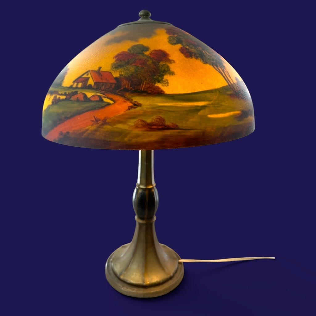 Jefferson Reverse-Painted Landscape Lamp - 10