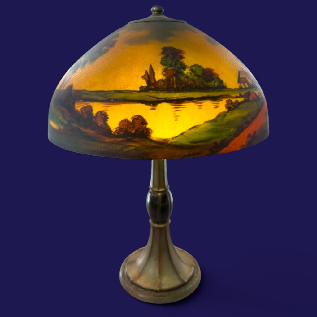 Jefferson Reverse-Painted Landscape Lamp - 9