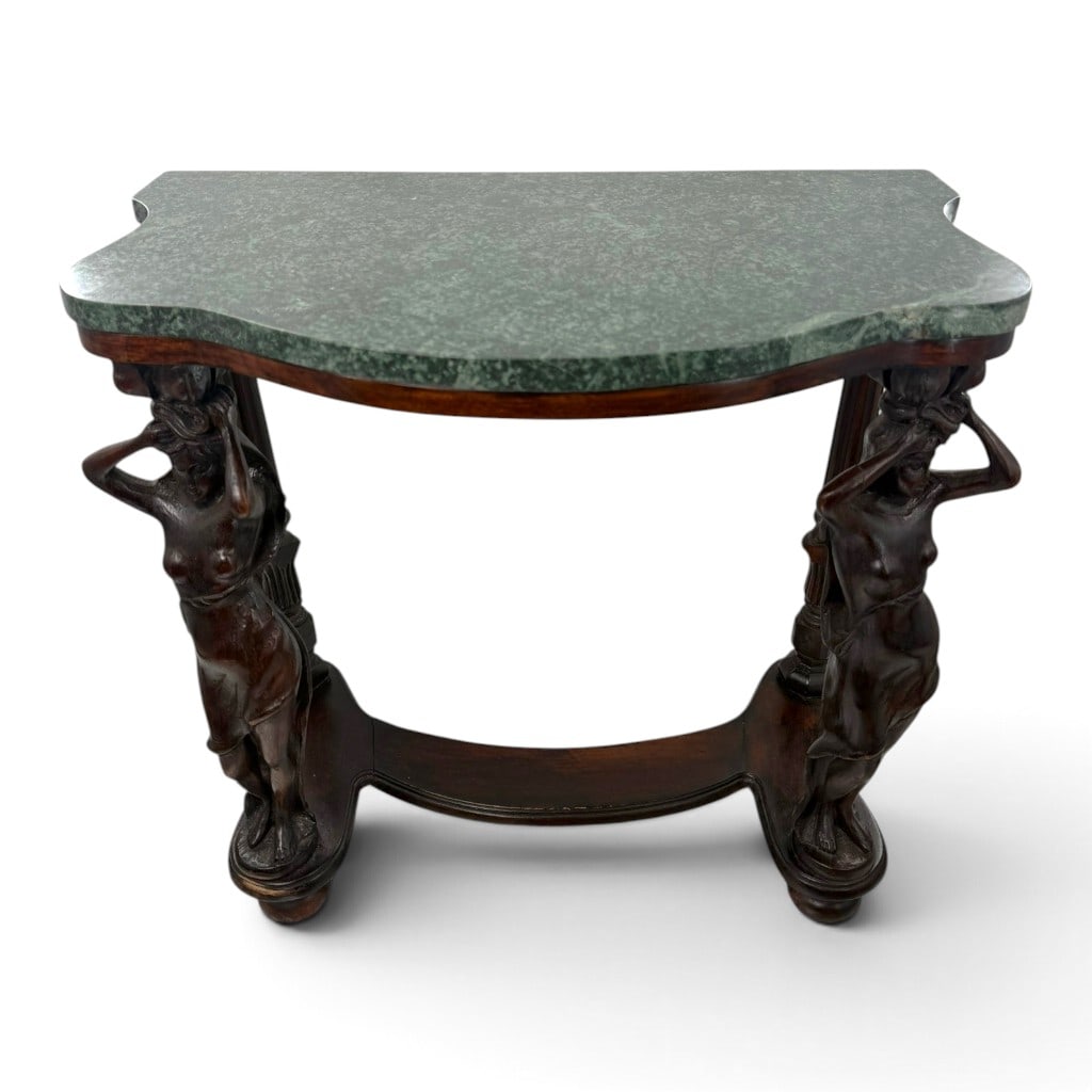 Continental Caryatid Marble-Top Console - 2