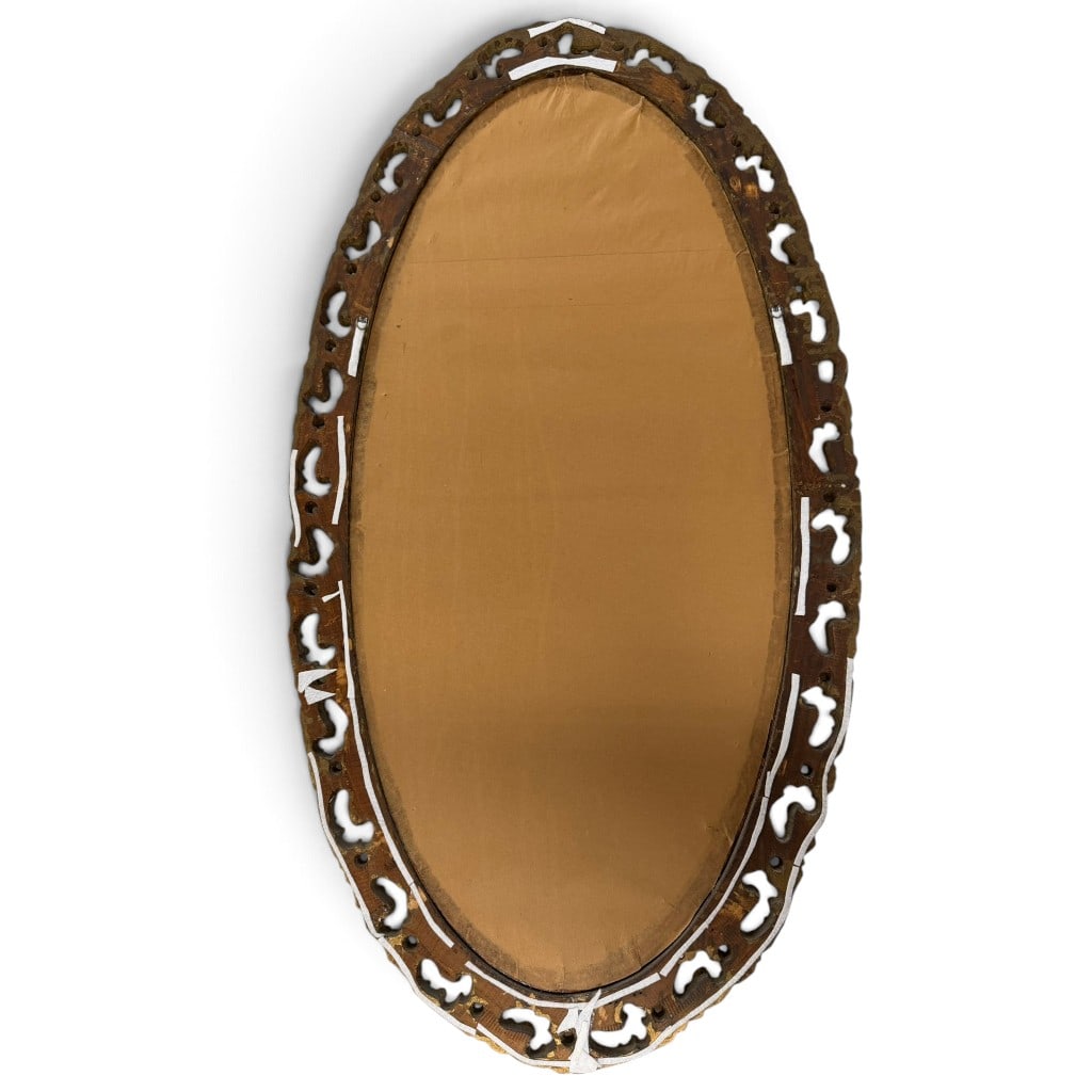 Victorian-Style Gilt Composition Oval Mirror - 2