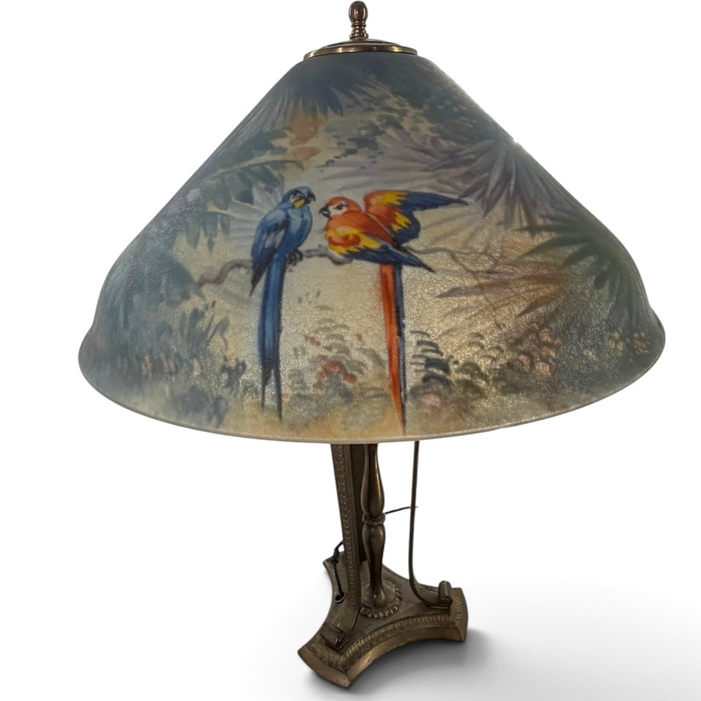 Pairpoint Jungle Bird Reverse-Painted Lamp - 2