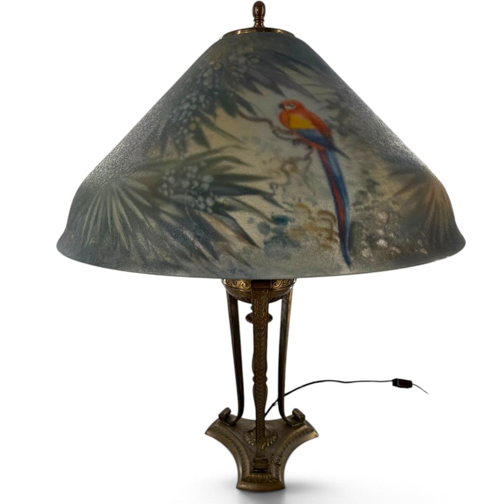Pairpoint Jungle Bird Reverse-Painted Lamp - 3
