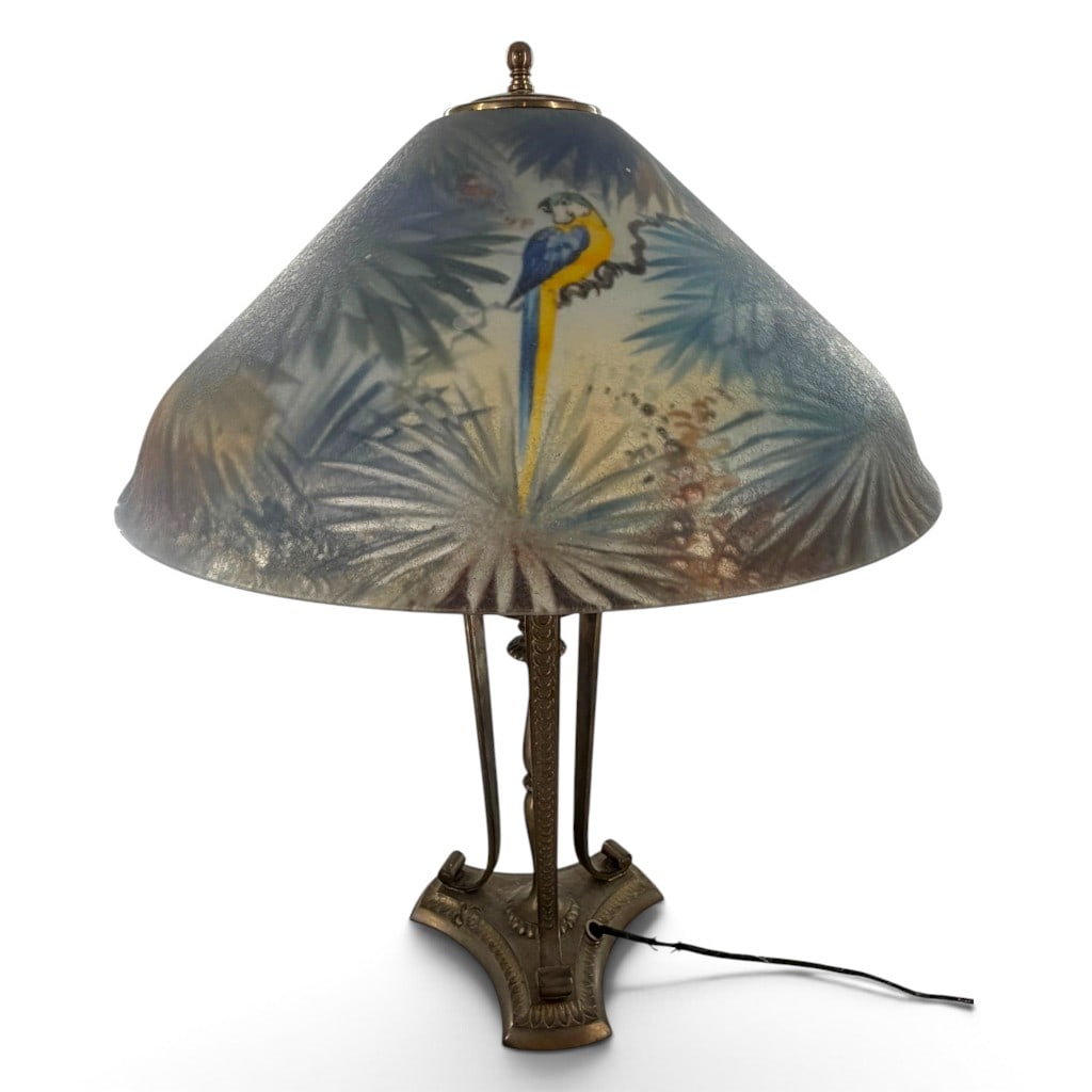 Pairpoint Jungle Bird Reverse-Painted Lamp - 4