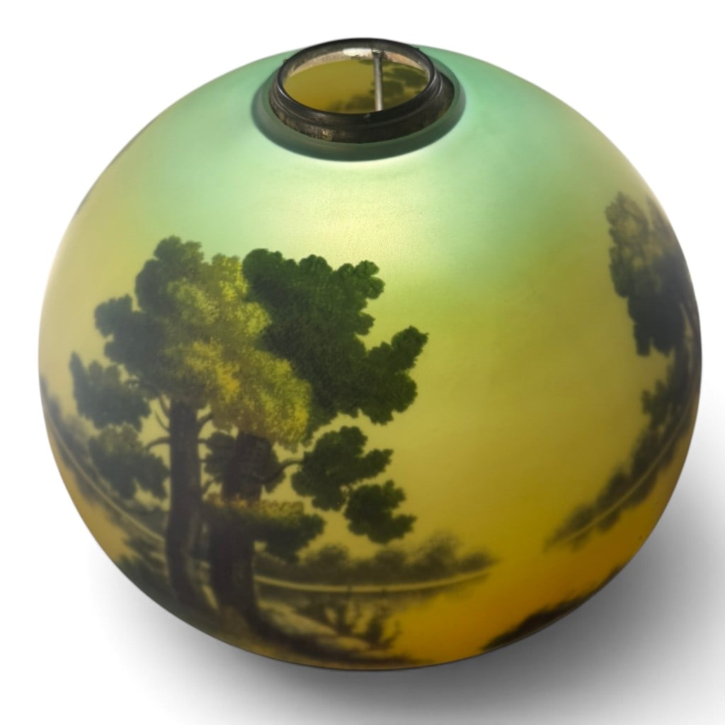 Reverse-Painted Scenic Glass Table Lamp - 7