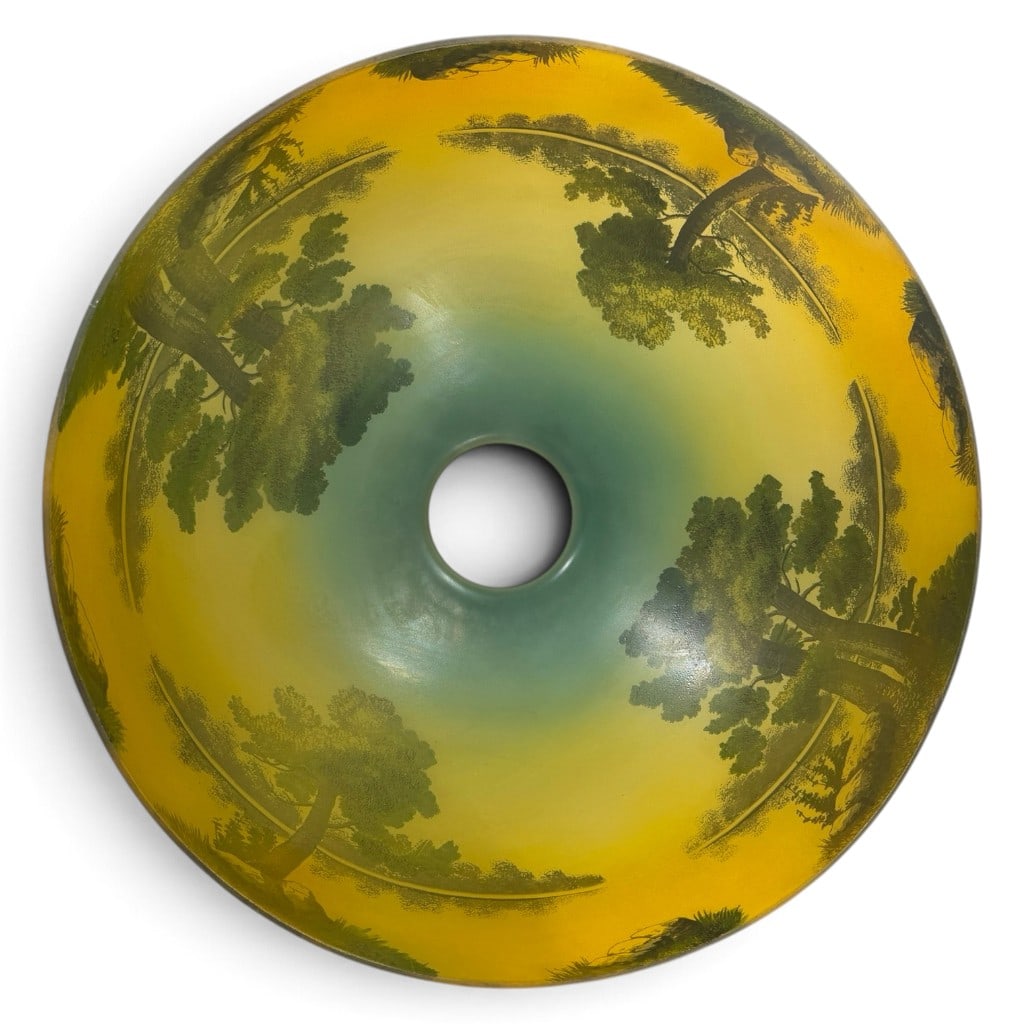 Reverse-Painted Scenic Glass Table Lamp - 9