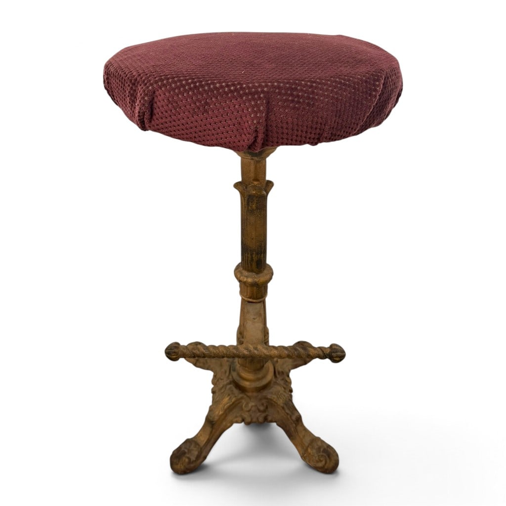 Antique Adjustable Cast-Iron Bar Stool - 4