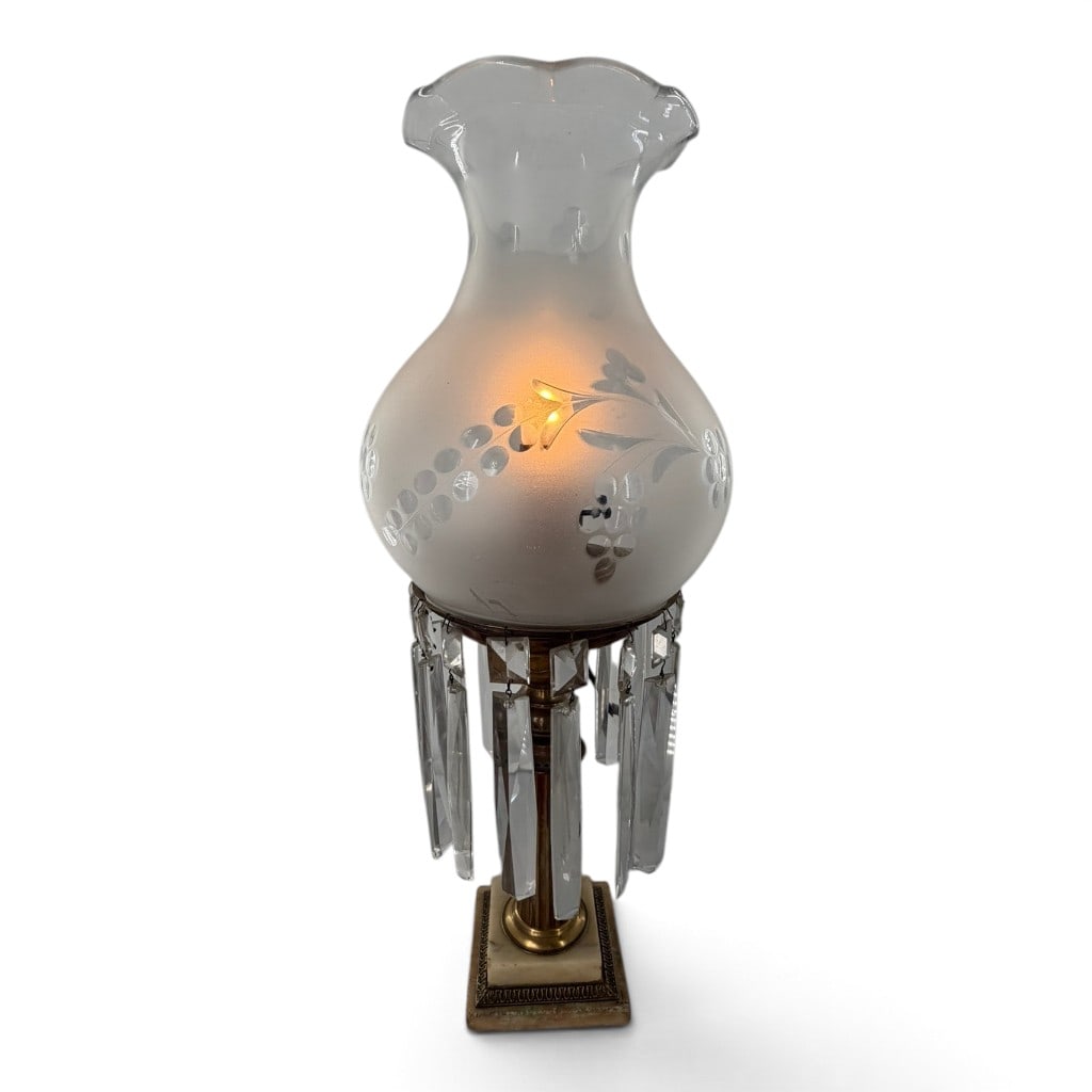 Dietz, Brother & Co. Solar Lamp: Origin: New York, New York Date: Circa 1855 Period/Style: Mid-19th century Maker: Dietz, Brother & Co. Materials: Brass, cut glass, frosted glass, and electrical components Form: Solar lamp, co