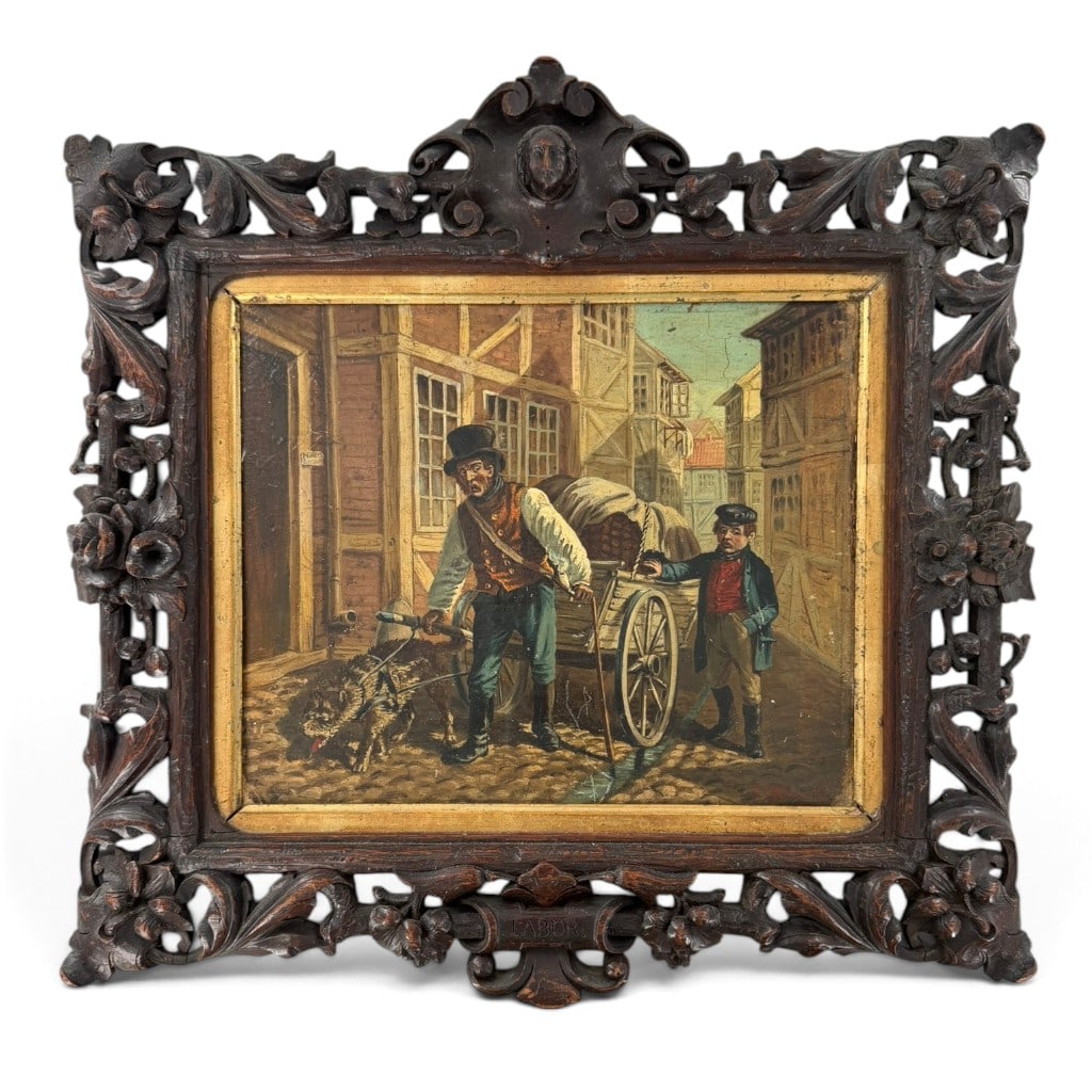Attributed Francisco Pradilla "Labor": Artist: Attributed to Francisco Pradilla y Ortiz, Spanish, 1848-1921 Origin: Spanish school Date: 1874 Period/Style: Academic Realism and Costumbrismo Materials: Oil on panel Form: European street