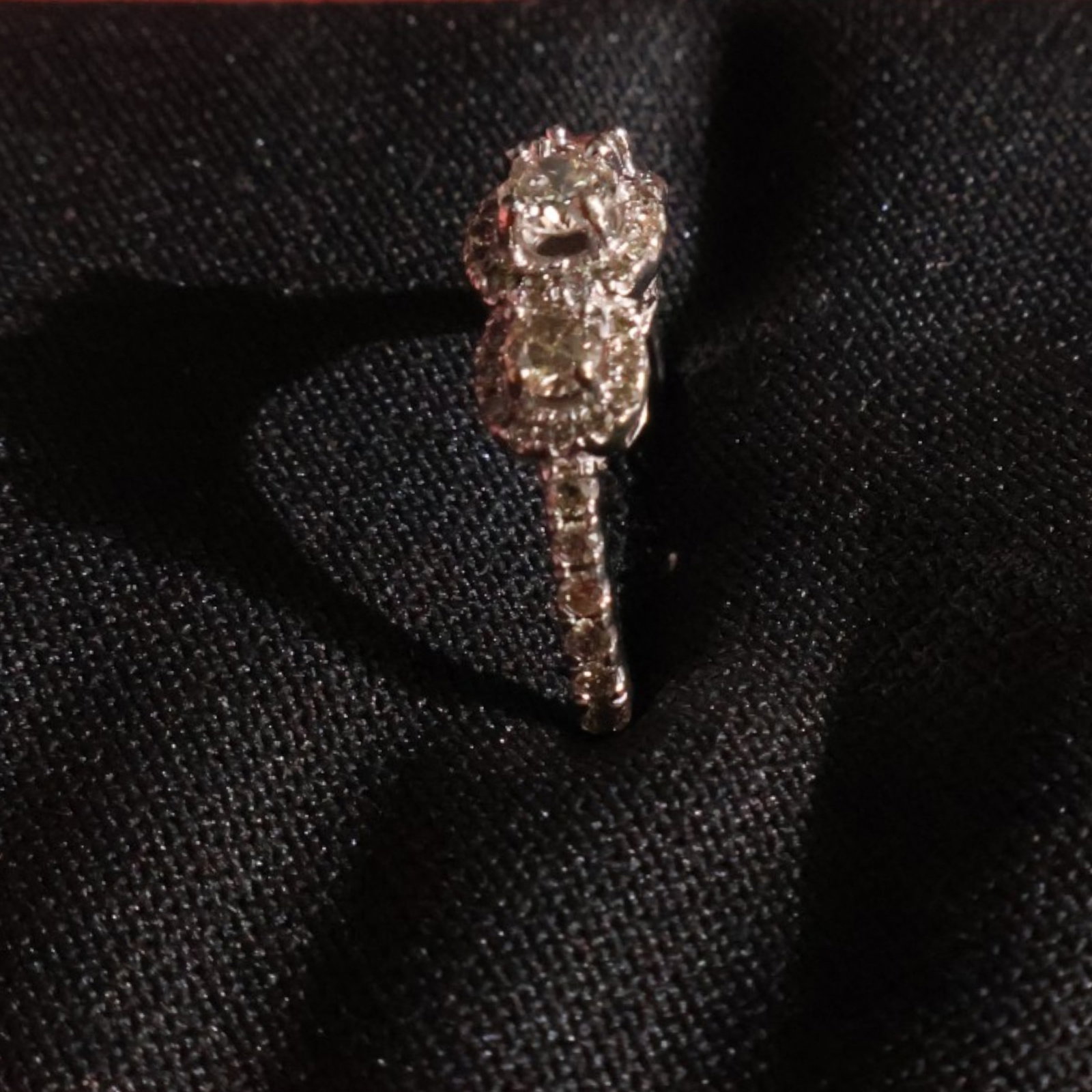 10K White Gold Three-Stone Diamond Ring - 2