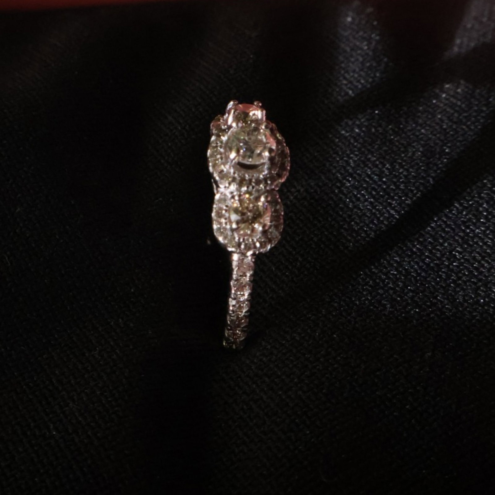10K White Gold Three-Stone Diamond Ring - 3