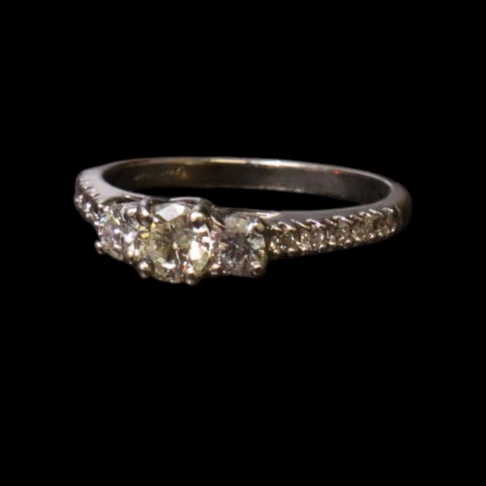 14K Three-Stone Diamond Ring - 2