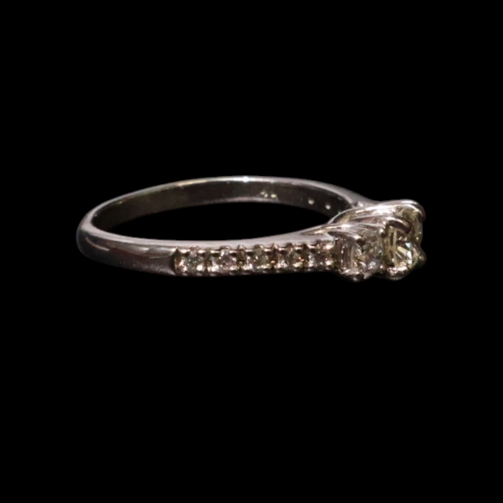 14K Three-Stone Diamond Ring - 4
