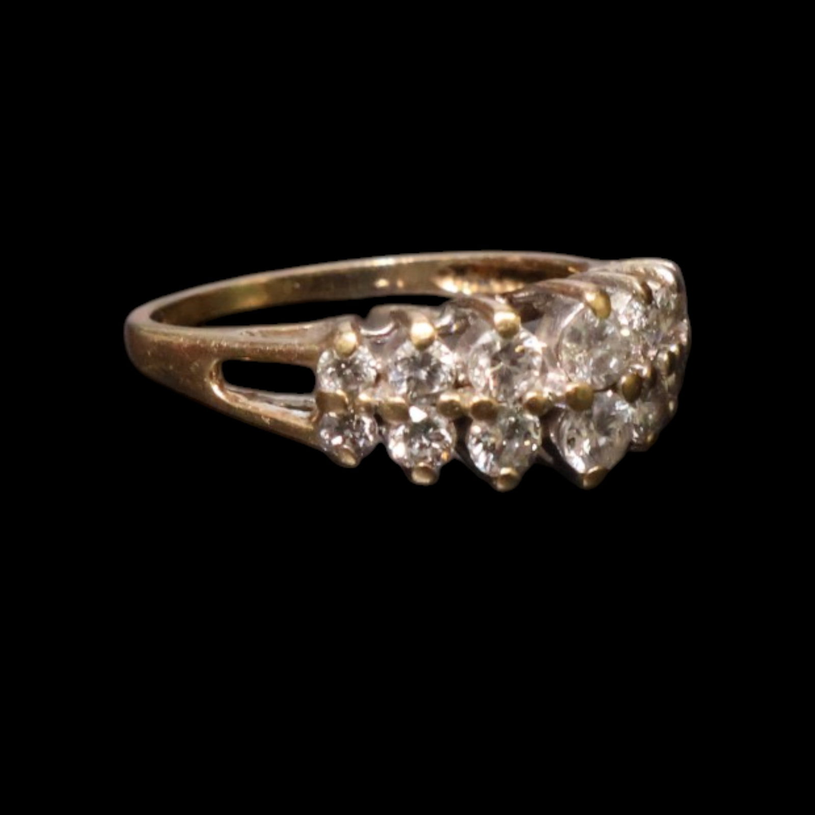 Yellow Gold Double-Row Diamond Ring - 3
