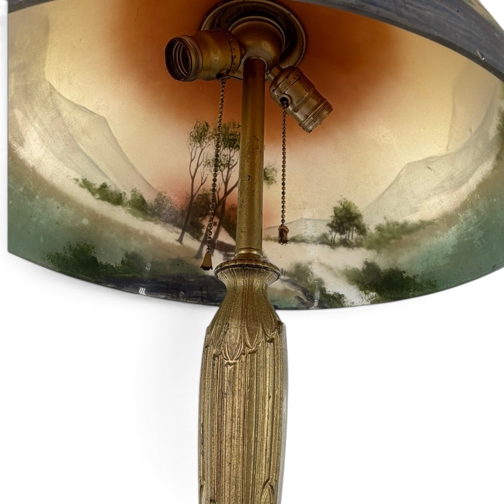 Reverse-Painted Winter Landscape Lamp - 6