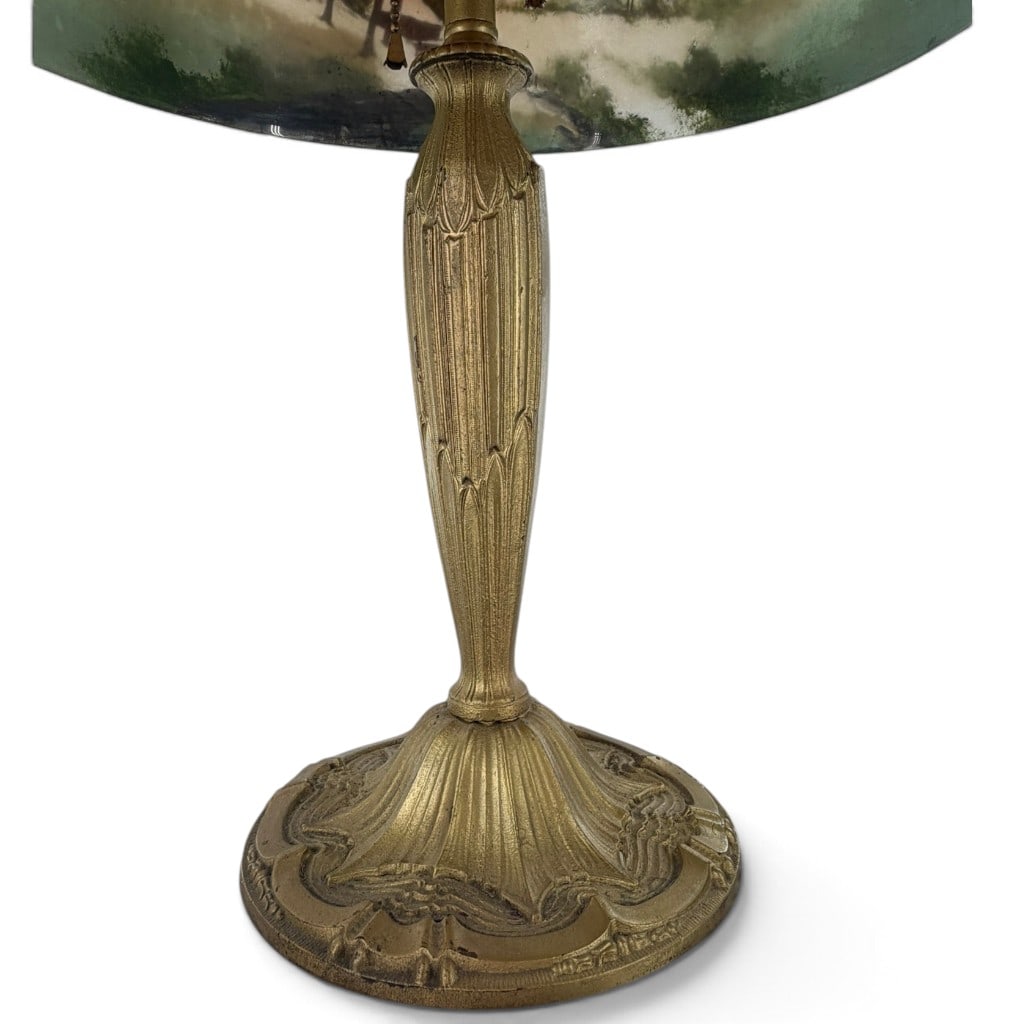 Reverse-Painted Winter Landscape Lamp - 7