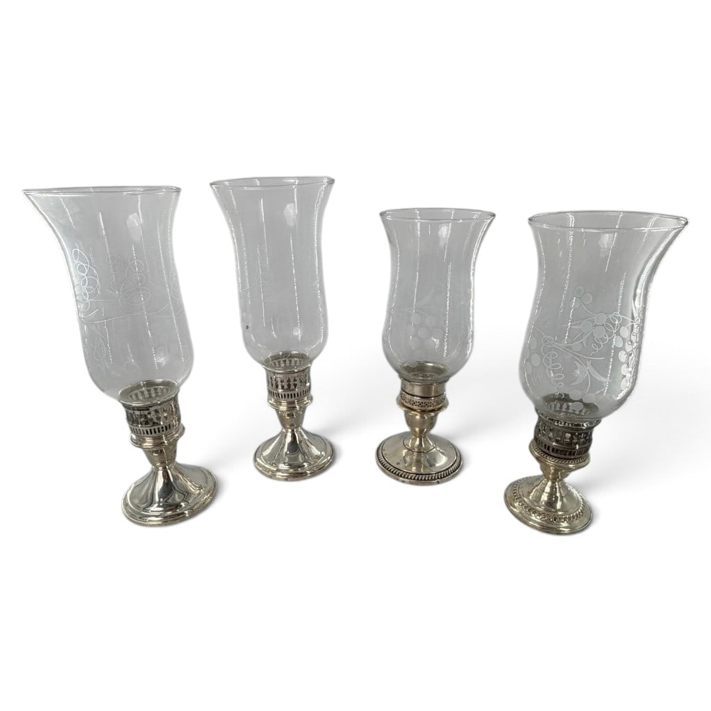 Four Weighted Sterling Hurricane Candlesticks (1 of 6)