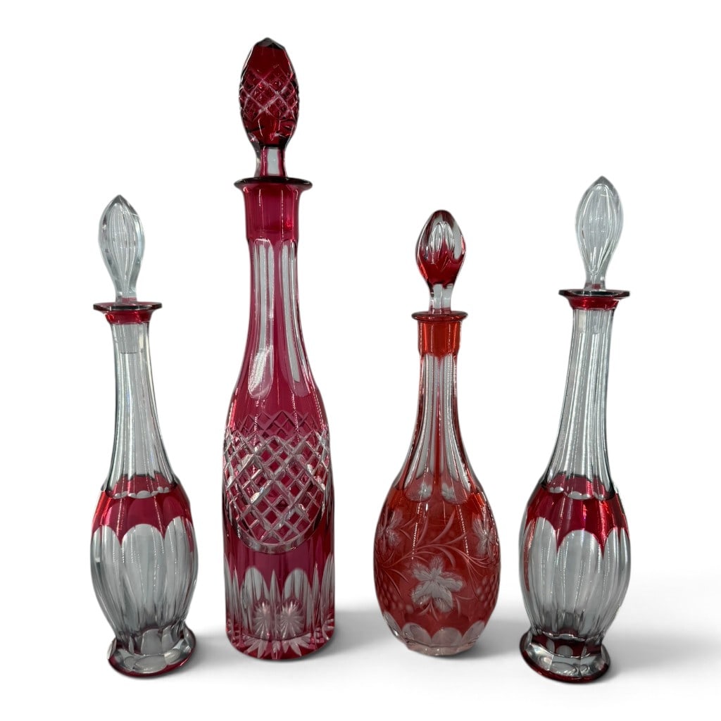 Four Bohemian Cut-to-Clear Decanters (1 of 5)