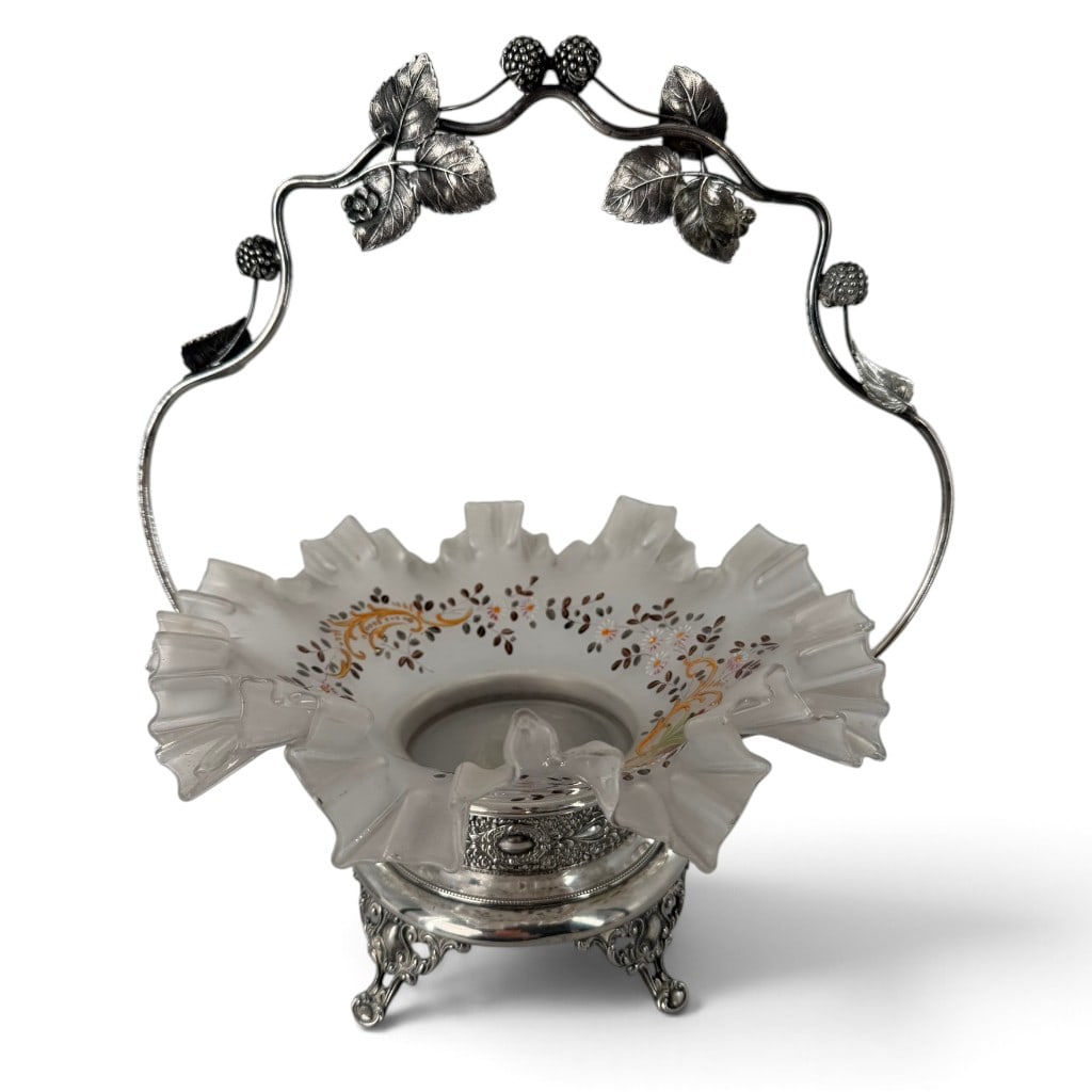 Victorian Silverplate Glass Bride's Basket (1 of 4)