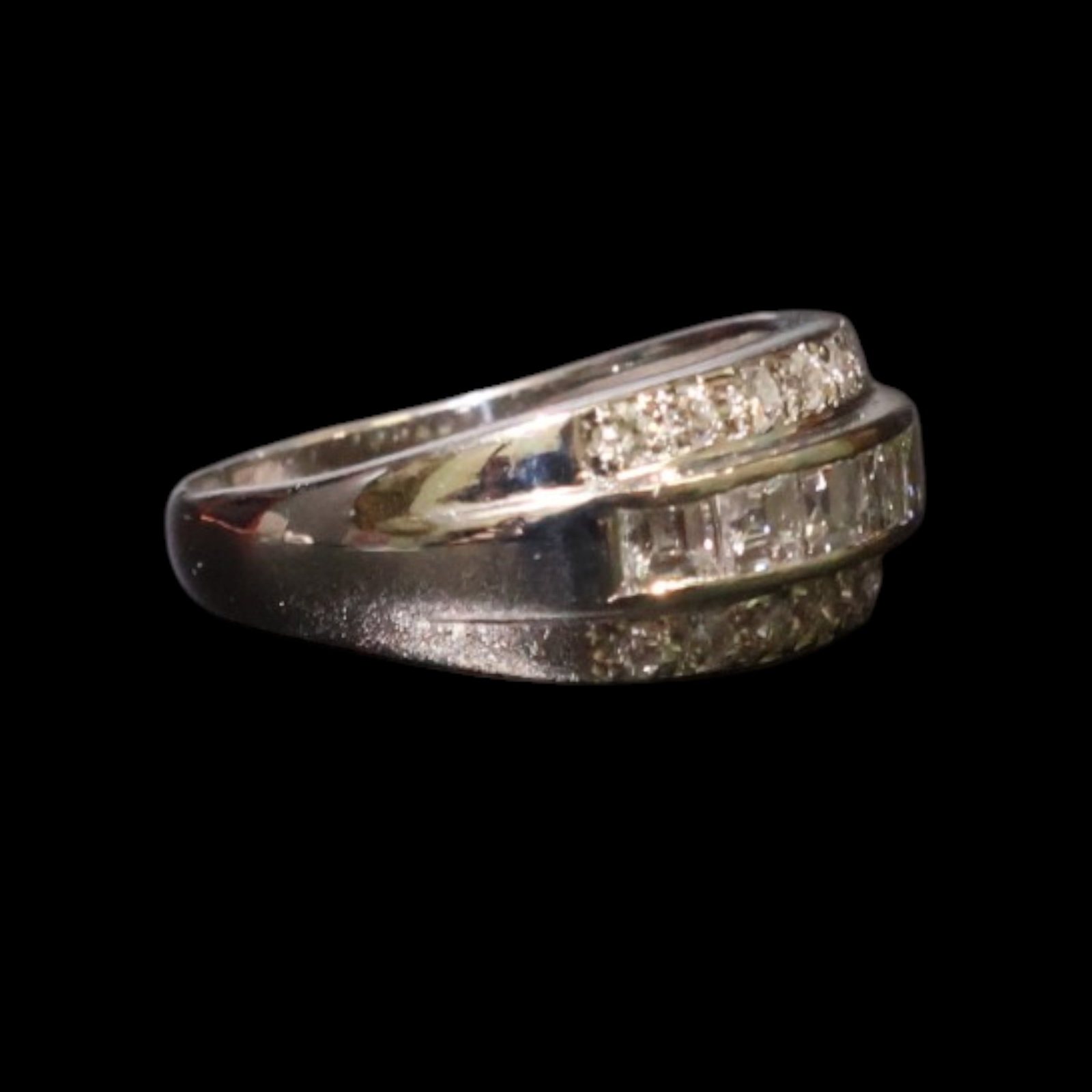 Platinum Asscher and Round Diamond Ring - 3