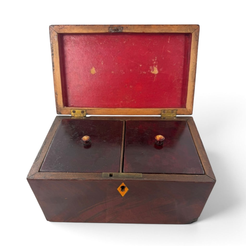 Regency Mahogany Two-Compartment Tea Caddy - 2