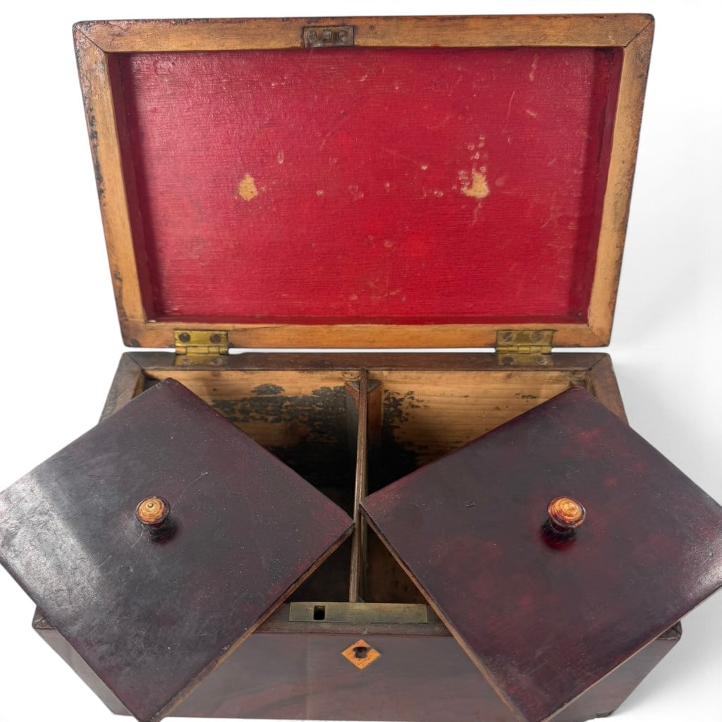 Regency Mahogany Two-Compartment Tea Caddy - 3