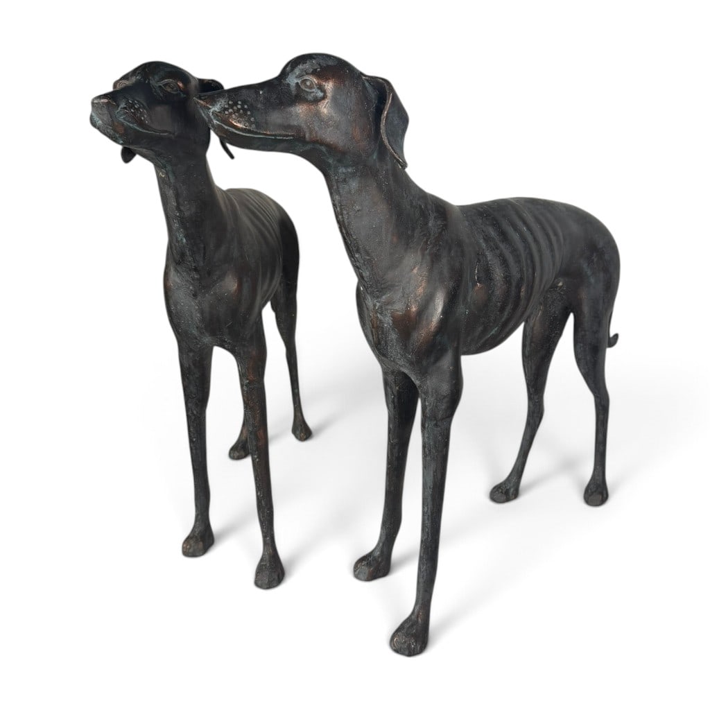 Pair Large Patinated Metal Whippet Figures (1 of 7)