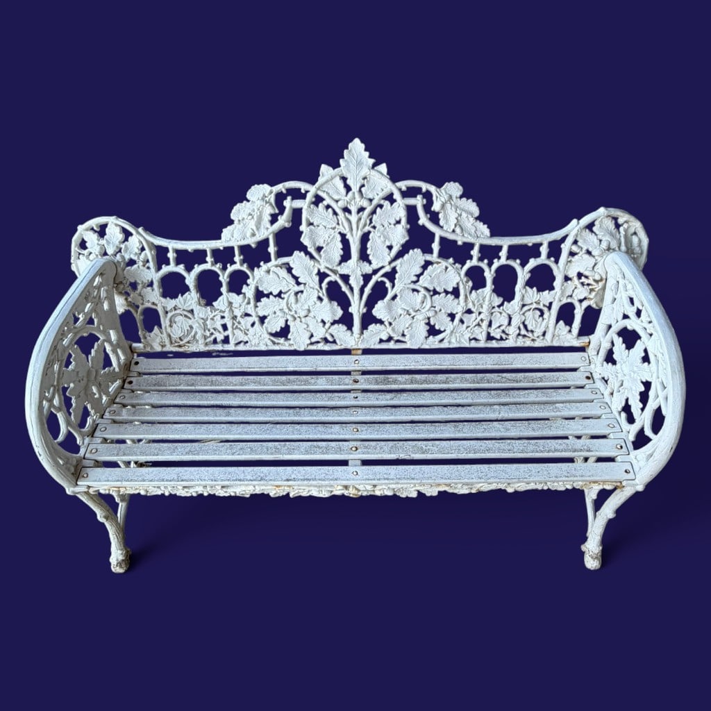 White Painted Cast Iron Garden Bench (1 of 5)
