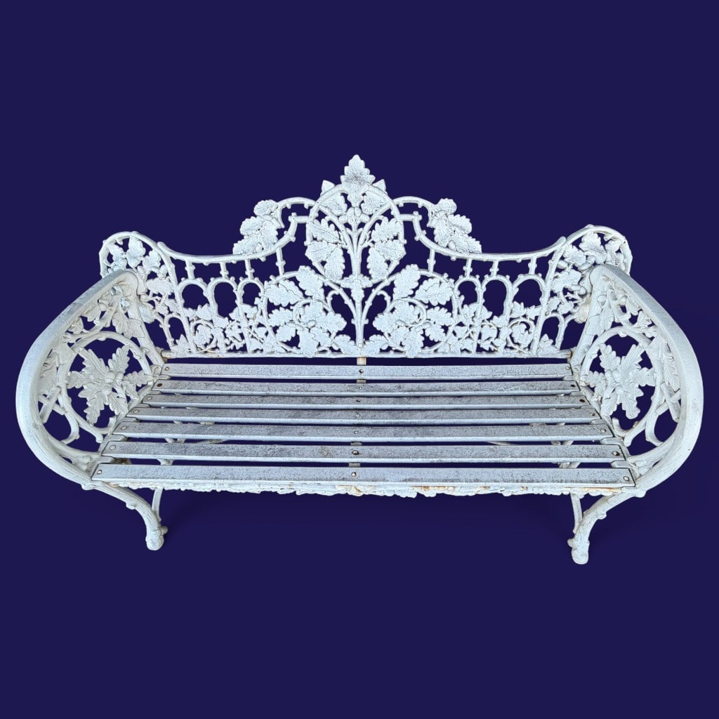 White Painted Cast Iron Garden Bench (1 of 4)