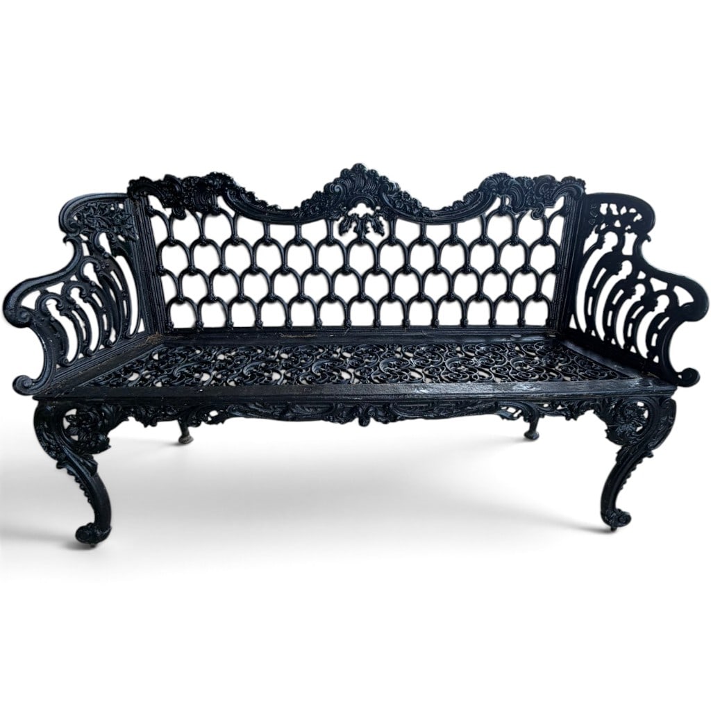Black Painted Cast Iron Garden Bench (1 of 5)